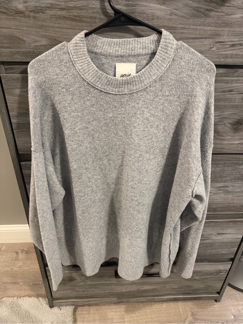 aerie women’s oversized  Crewneck Sweater - Heather Gray